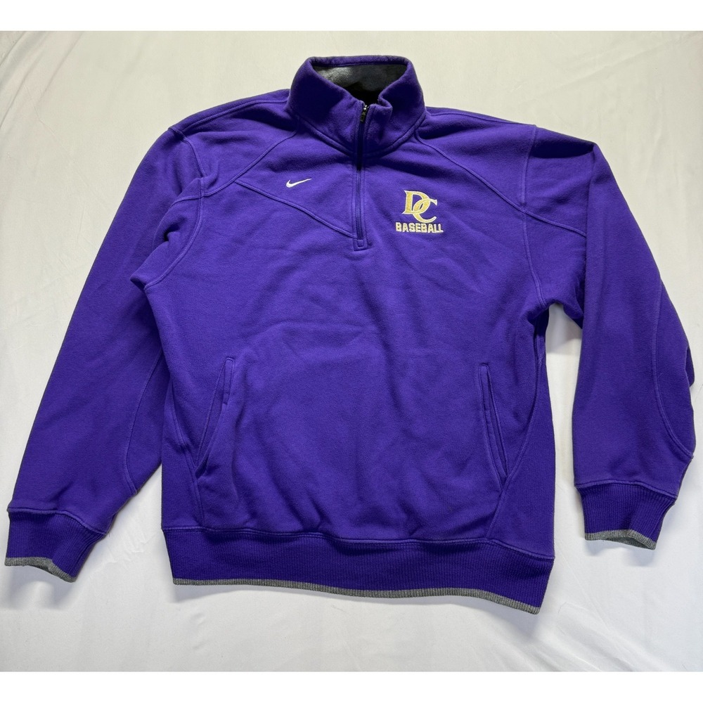 Nike Sweatshirt Mens Large Purple DC Logo Quarter Zip Defiance College Baseball‎